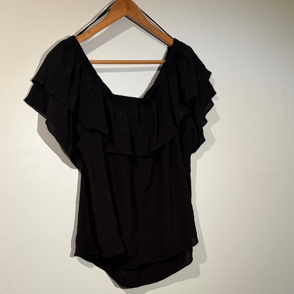 Addition Elle Elegant Black Ruffle Top - Picture 4 of 4